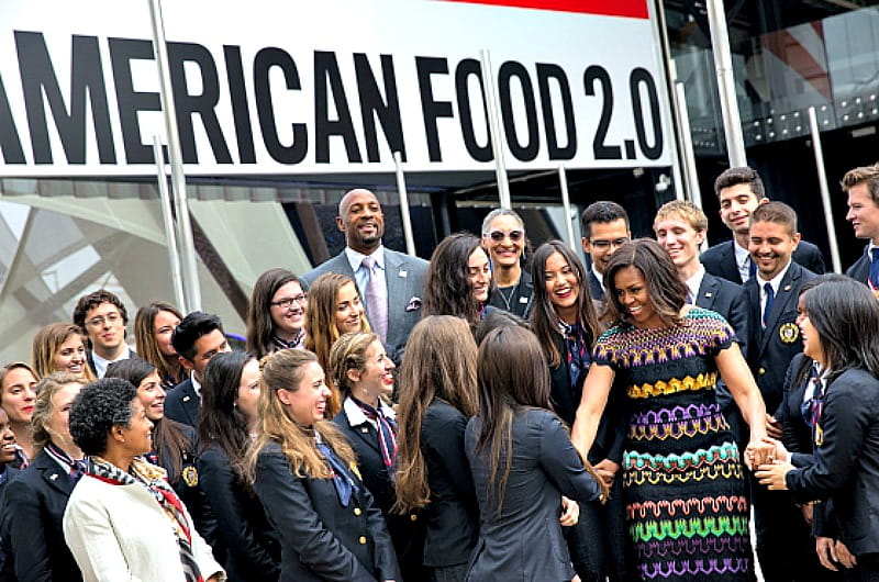 Peter Schoemer, third from left, was part of the group that greeted First Lady of the United States Michelle Obama when she visited the Milan Expo. Photo courtesy The US Pavilion Milano 2015.