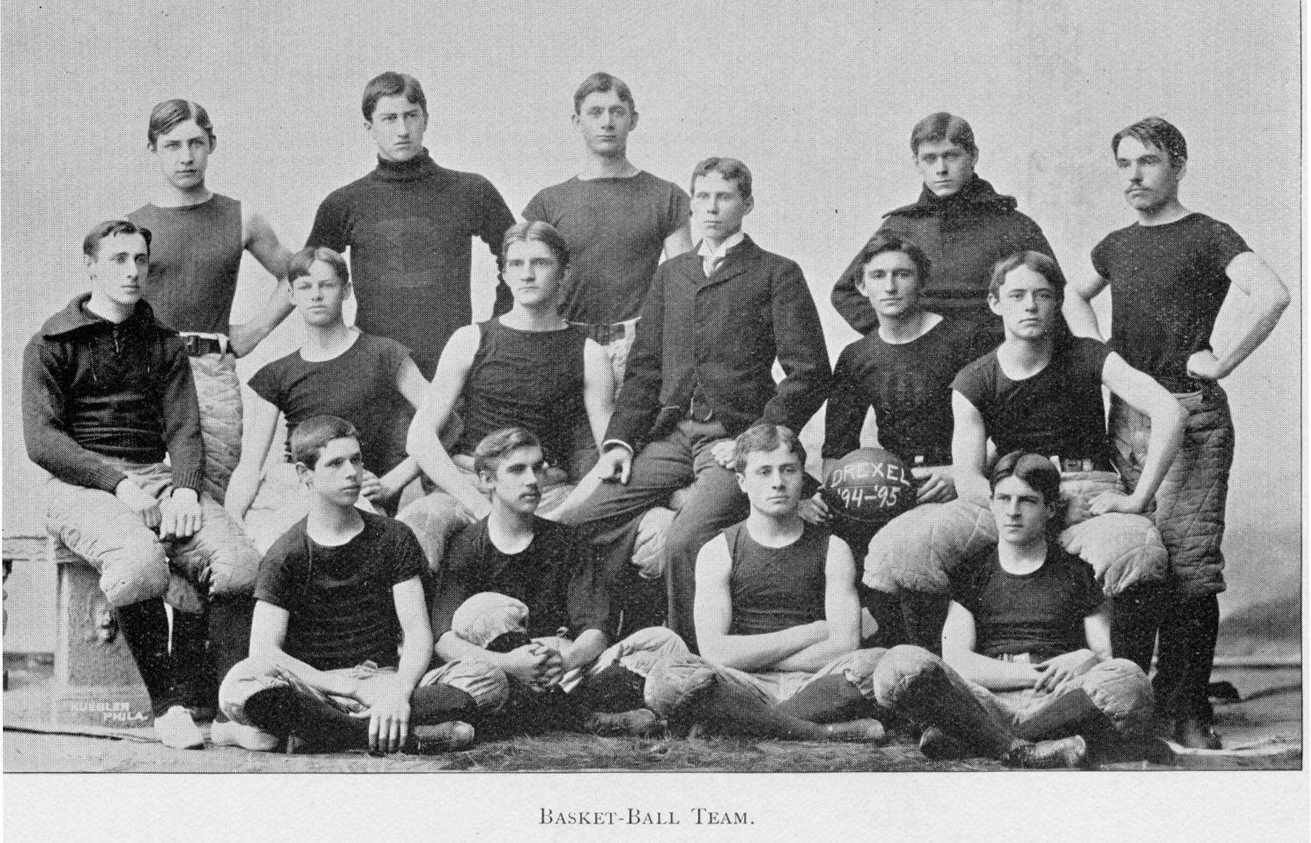 Drexel's 1894-1895 men's basketball team, founded shortly after the invention of the sport. 