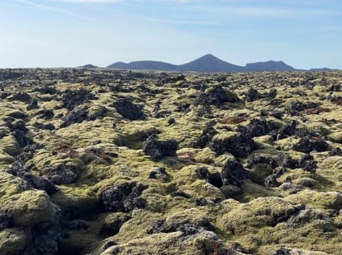 This lava field, photographed on April 23, 2023, is now the site of the current recent volcanic eruption and seismic activity near the town of Grindavik, Iceland,.