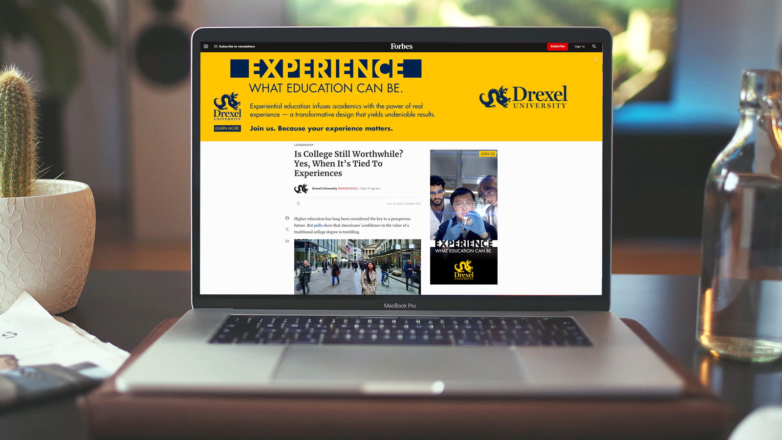 Experience Drexel web banner and video ad