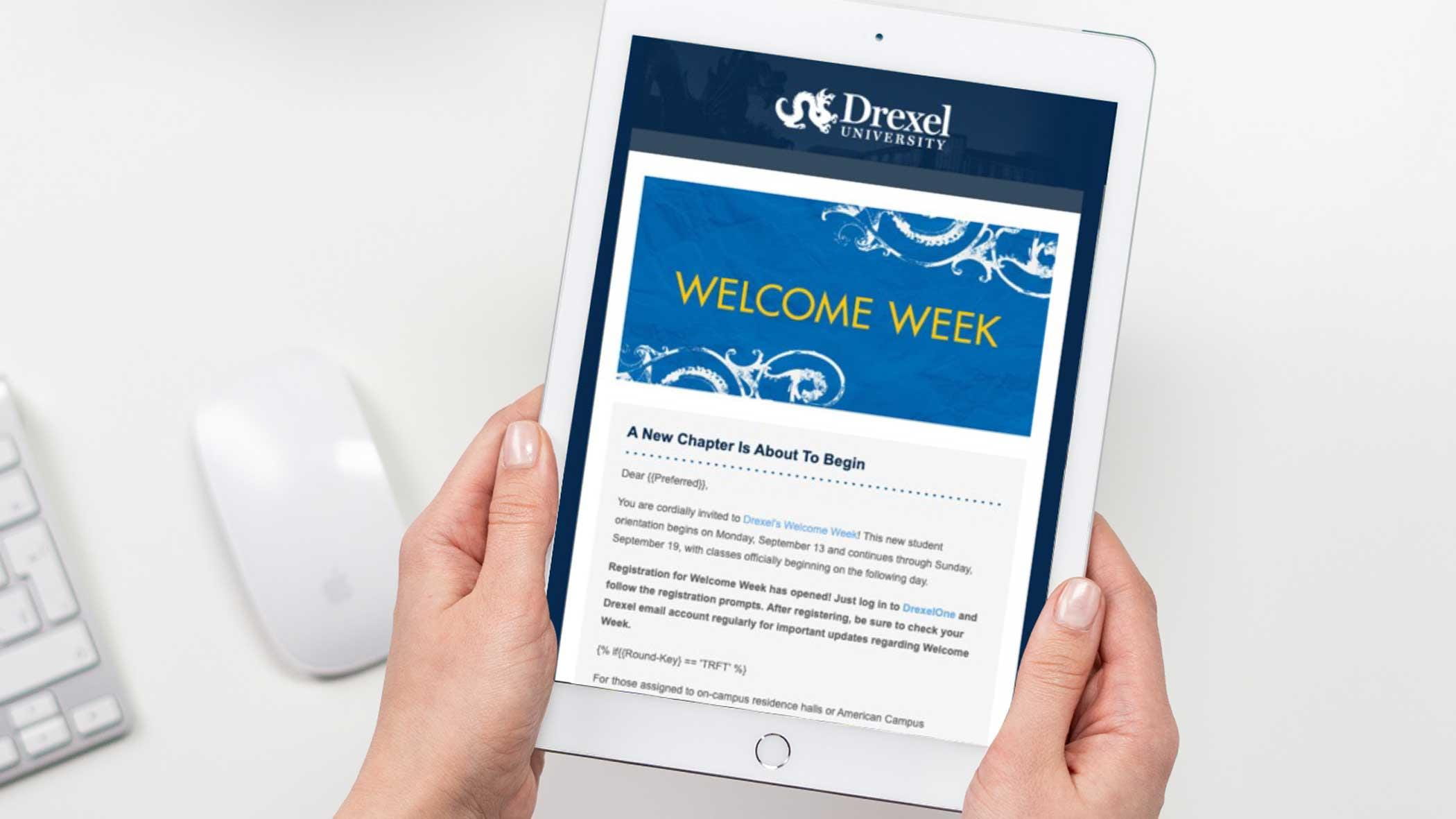 Welcome Week email design