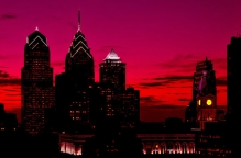 Philadelphia skyline on a hot summer evening