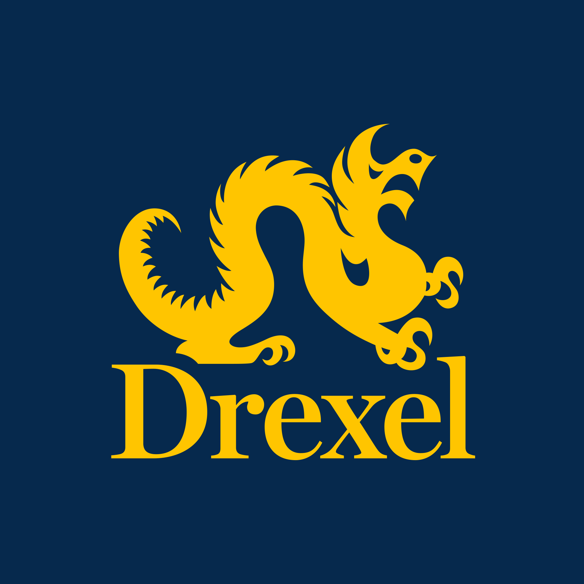 Drexel logo for twitter - blue background