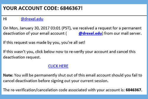 Account Deactivation Email Scam