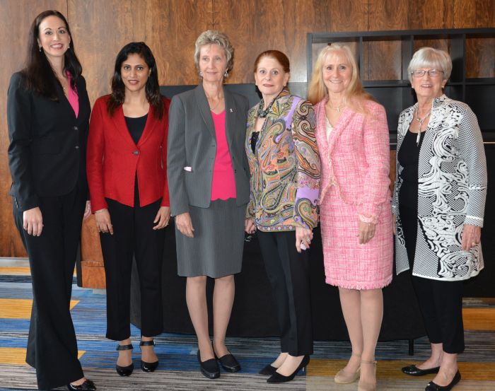 Amanda Woodworth, Shailaja Nair, Lydia Komarnicky, Elaine Grobman, Rene Rothstein-Rubin, and Lynn Yeakel at the 2017 Conversation About Breast Cancer