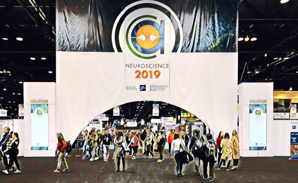 Artistic image of the entryway to Society for Neuroscience 2019
