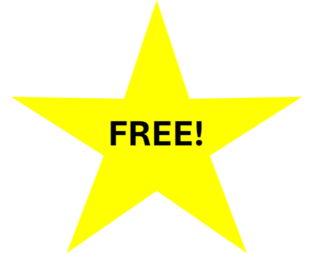 Gold star that says 'FREE!'