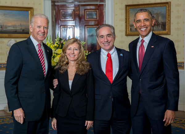 Vice President Biden, MCP alumni Merle Bari and David Shulkin, and President Obama
