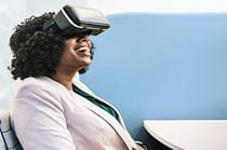 woman wearing virtual reality gear
